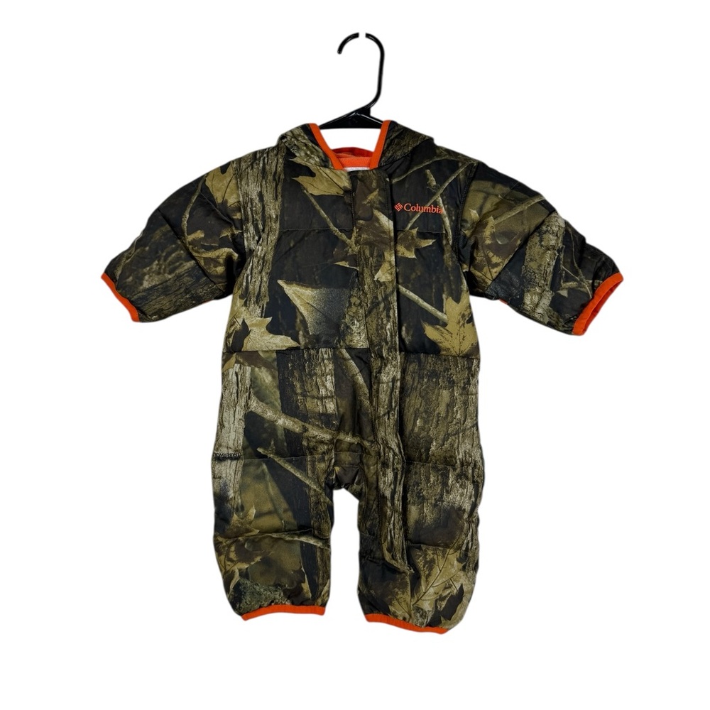 Columbia Kids Camouflage Puffer Snowsuit with Orange Trim